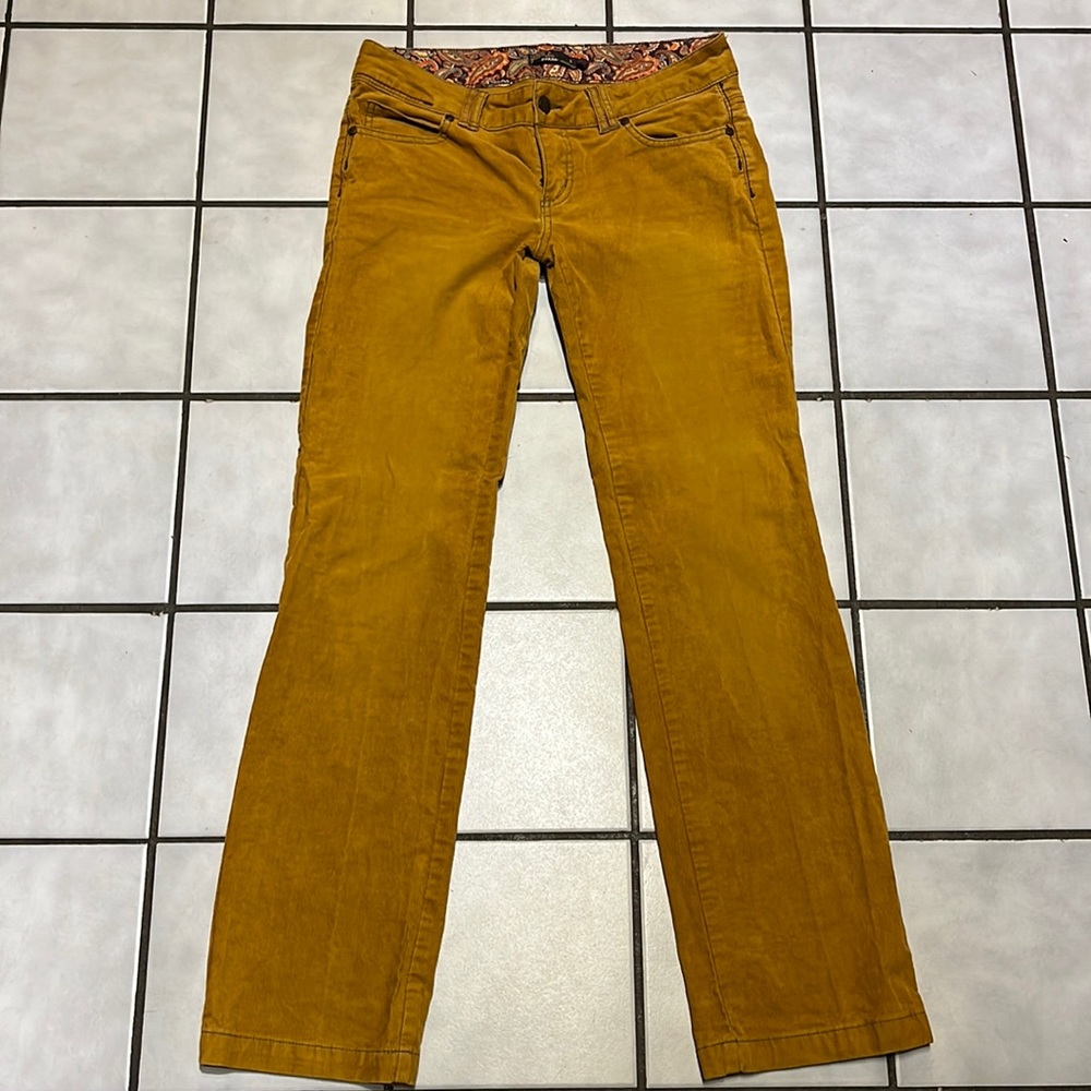 PRANA corduroy pants, brown/gold. Excellent shape!